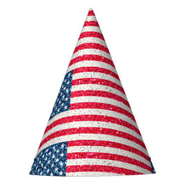 Gorro De Fiesta Purpurina azul blanco rojo bandera estadounidense 