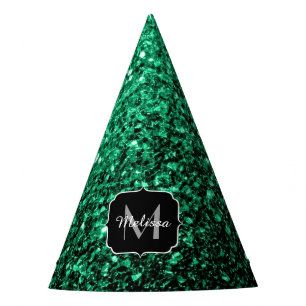 Gorro De Fiesta Purpurina de imitación verde esmeralda enciende Mo
