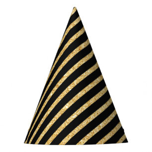 Gorro De Fiesta Purpurina del oro y modelo diagonal negro de las