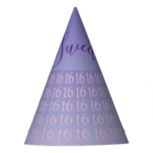 Gorro De Fiesta Purpurina morado número 16, dulce 16 cumpleaños