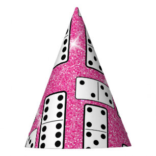 Gorro De Fiesta Purpurina rosa del juego dominó de dominó