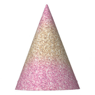 Gorro De Fiesta Purpurina rosa y dorada Ombre Niños Fiesta de cump