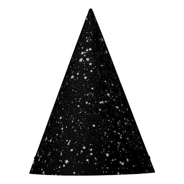Gorro De Fiesta Purpurina Stars2 - Negro de plata (Anverso)