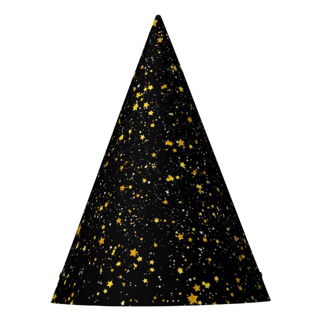 Gorro De Fiesta Purpurina Stars3 - Negro del oro (Anverso)