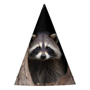 Gorro De Fiesta Racoon en la cueva del árbol