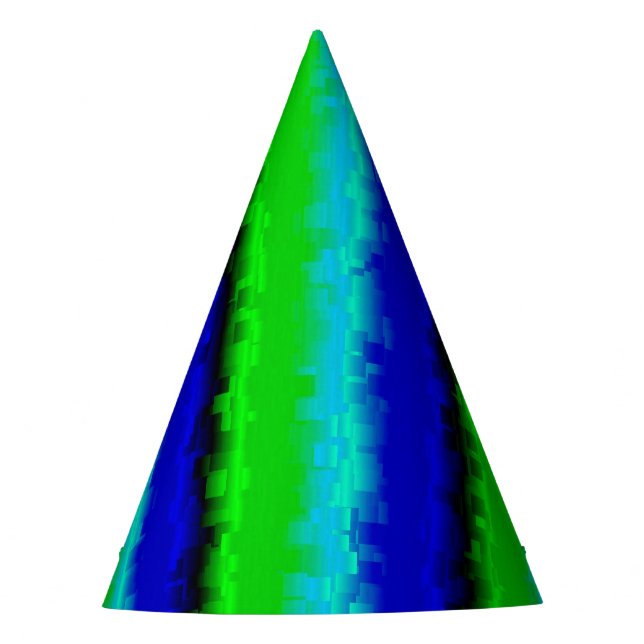 Gorro De Fiesta Rayas Azules Verdes de Vidrio Roto (Anverso)