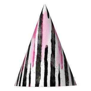 Gorro De Fiesta Rayas de cebra negra rosada y negra