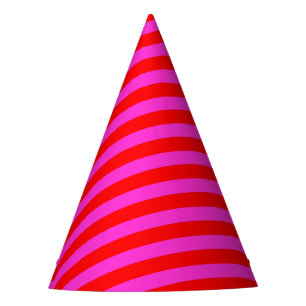 Gorro De Fiesta Rayas de fiesta de cumpleaños rosa rojo patrón