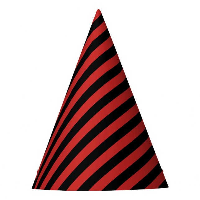 Gorro De Fiesta Rayas diagonales rojas y negras (Anverso)