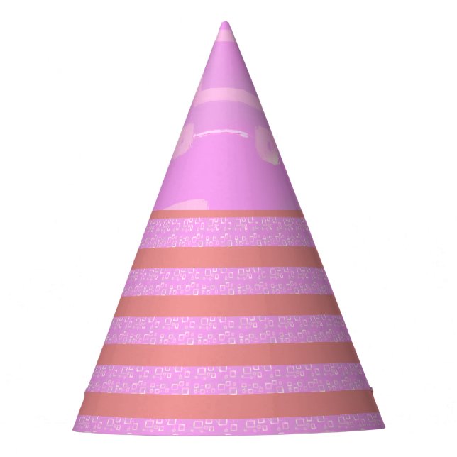 Gorro De Fiesta Rayas geométricas rosadas (Anverso)