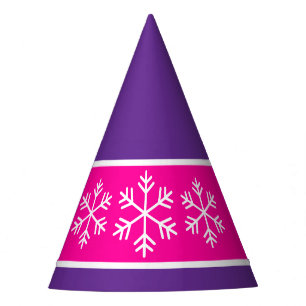 Gorro De Fiesta Rayas Moradas Rosa Brillante Copos de Nieve Alpino