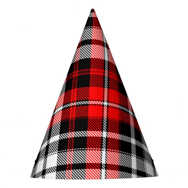 Gorro De Fiesta Red Black White Plaid Tartan Pattern Design  (Anverso)