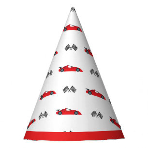Gorro De Fiesta Red Fast un coche de carrera retro banderas a cuad