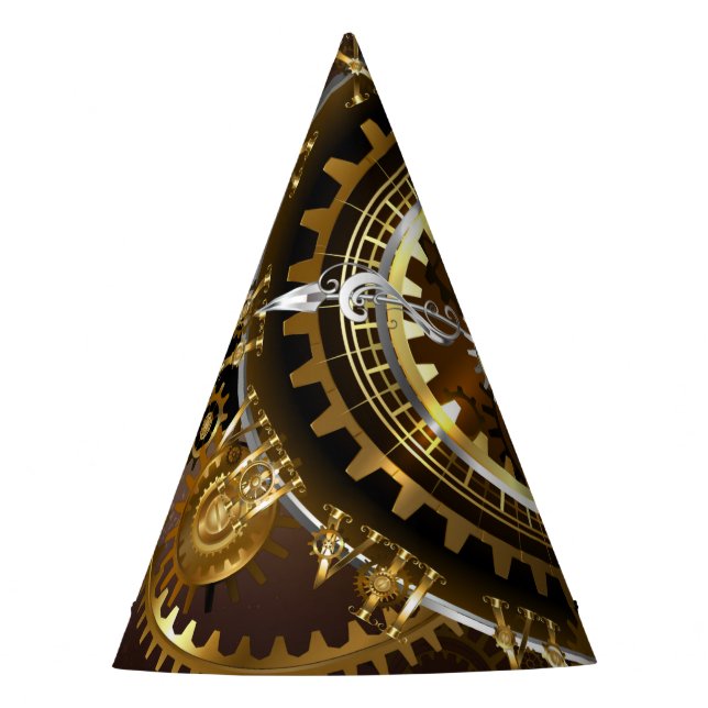 Gorro De Fiesta Reloj de vapor con engranajes antiguos (Anverso)