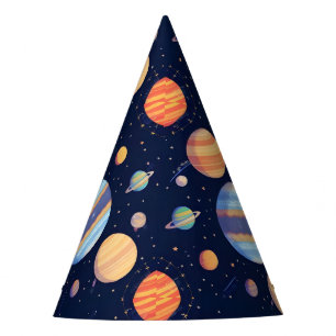 Gorro De Fiesta Representación Artística Colorida de Planetas y Es
