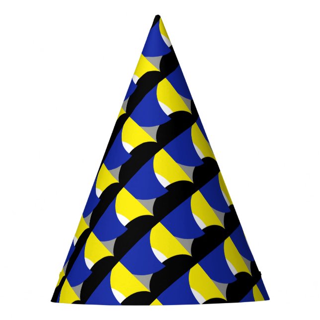Gorro De Fiesta Resumen de arte amarillo azul (Anverso)