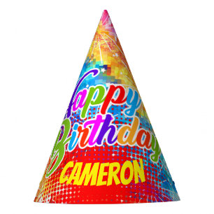 Gorro De Fiesta Resumen psicodélico multicolor (Su Nombre)