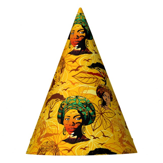 Gorro De Fiesta Retrato de mujer africana con puesta de sol (Anverso)