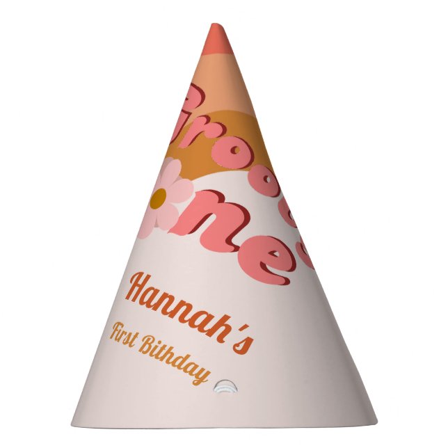 Gorro De Fiesta Retro Groovy One daisy First Birday Part (Derecha)