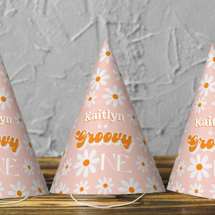 Gorro De Fiesta Retro Groovy Un Chica Primer Cumpleaños