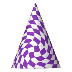 Gorro De Fiesta Retro Pastel Purple & White Checkered