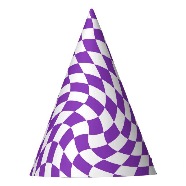 Gorro De Fiesta Retro Pastel Purple & White Checkered (Anverso)