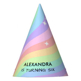 Gorro De Fiesta Retro Pastel Rainbow 6th Birthday Party