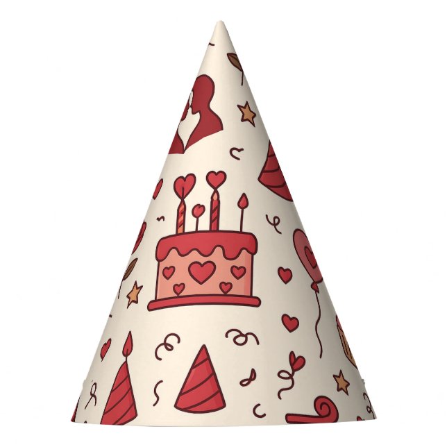 Gorro De Fiesta Romantic Celebration Doodle Pattern (Anverso)