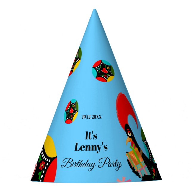 Gorro De Fiesta Rooster portugués con regalos (Anverso)