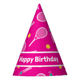 Gorro De Fiesta Rosa brillante Me encanta el tenis, Feliz Cumplea