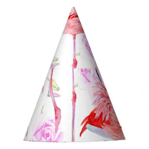 Gorro De Fiesta Rosa Flamingo: Floral de aves acuáticas