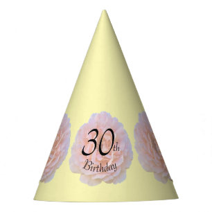 Gorro De Fiesta Rosa Flor / Rosa y Amarillo / Cumpleaños 30