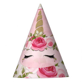 Gorro De Fiesta Rosas Florales Rosadas Unicornio Gold Lindas Moder