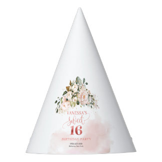 Gorro De Fiesta Rosas rosa rosa de boho rosa de oro verde dulce 16