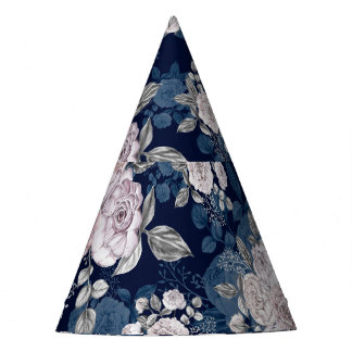 Gorro De Fiesta Rosas rosas rosas oscuras azul: Vintage