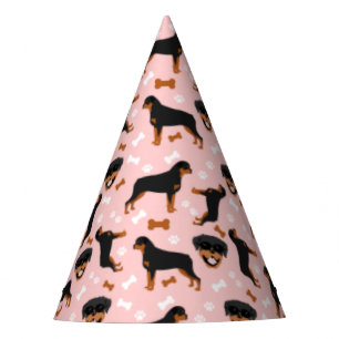 Gorro De Fiesta Rottweiler Rottie Chica rosa Patrón de huella de t