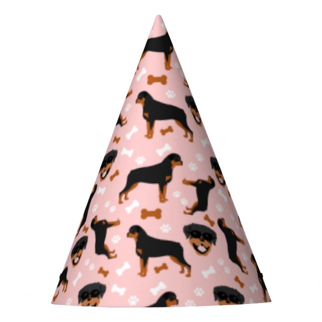 Gorro De Fiesta Rottweiler Rottie Chica rosa Patrón de huella de t (Anverso)
