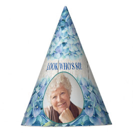 Gorro De Fiesta Rustic Blue Hydrangea Foto 80 cumpleaños