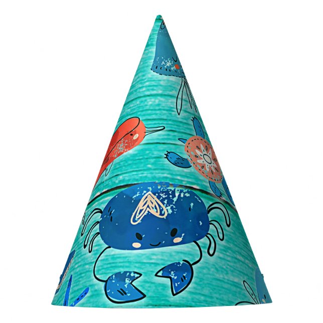 Gorro De Fiesta Rustic Verde azulada Wood & Under Sea Friends Whim (Anverso)