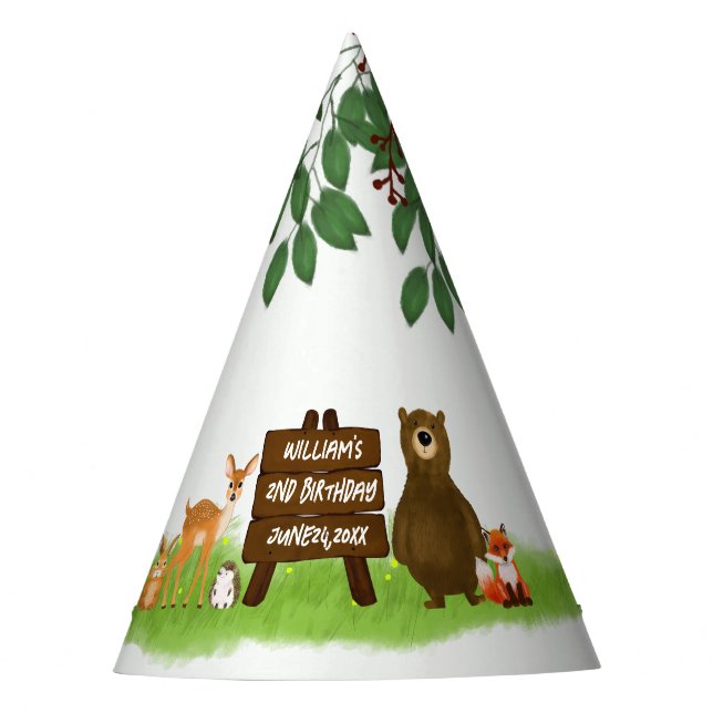 Gorro De Fiesta Rustic Woodland Forest Party Animals  (Anverso)
