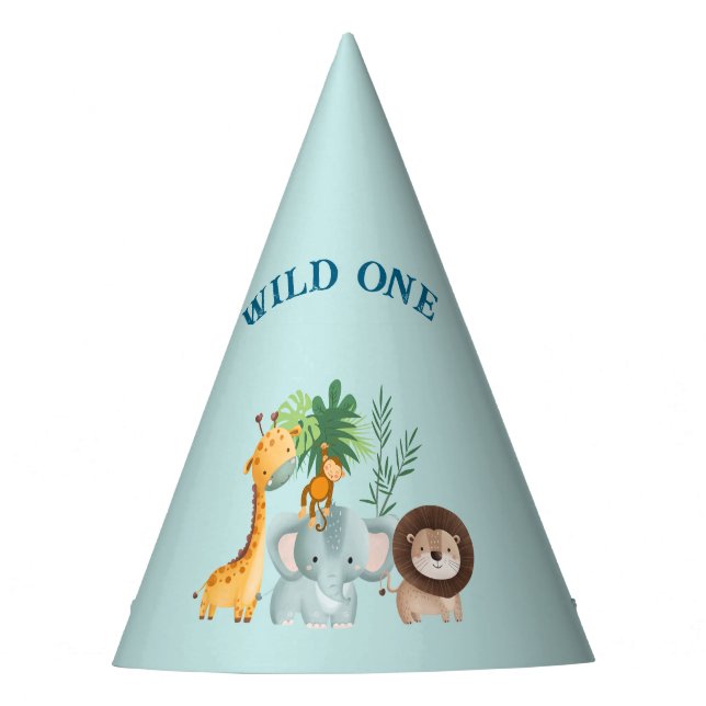 Gorro De Fiesta Safari Animals Wild One birthday  (Anverso)