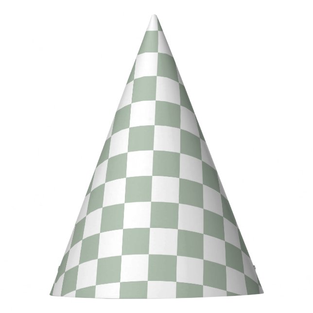 Gorro De Fiesta Sage Green and White Checkered  (Anverso)