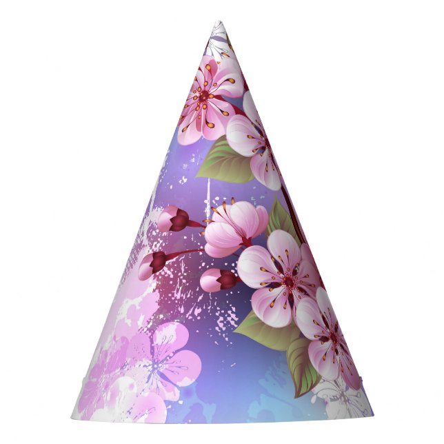 Gorro De Fiesta Sakura rosa sobre fondo de pintura (Anverso)