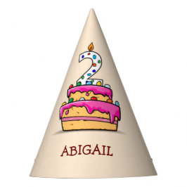Gorro De Fiesta Segundo cumpleaños, chica, 2 con pastelito rosa du