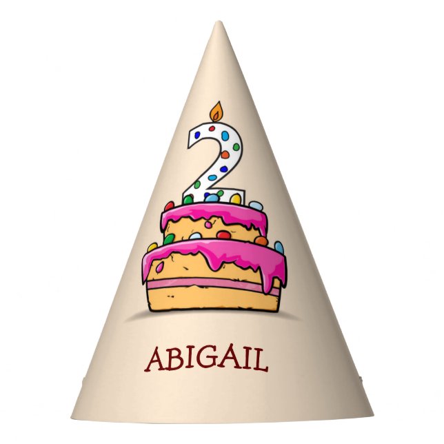 Gorro De Fiesta Segundo cumpleaños, chica, 2 con pastelito rosa du (Anverso)