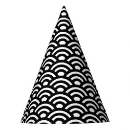Gorro De Fiesta Seigaiha, olas, japonés, blanco y negro