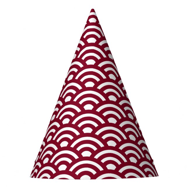 Gorro De Fiesta Seigaiha, Waves, Japanese, Burgundy and White (Anverso)