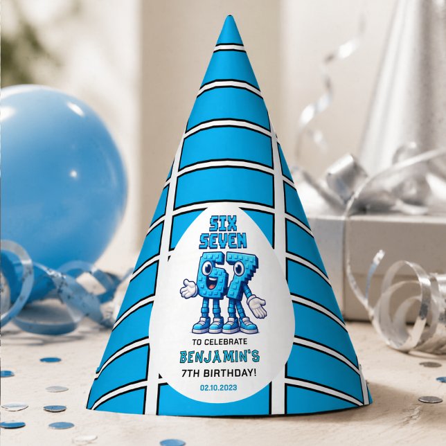 Gorro De Fiesta Seis Siete Meme Cumpleaños 7 | Divertido Moderno (Six Seven Meme 7th Birthday | Funny Trendy Party Hat
)