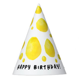 Gorro De Fiesta Sencillo Punto De Polka Amarillo Acuarela Y Typo N