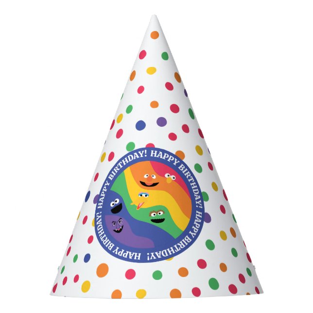 Gorro De Fiesta Sesame Street Pals Rainbow Happy Birday (Anverso)